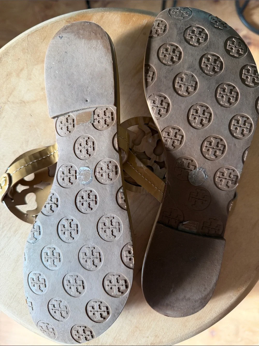 Tory Burch Beige Logo Thong Sandals